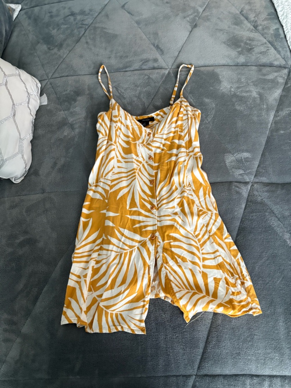 Forever 21 Mustard Yellow and White Printed Top
